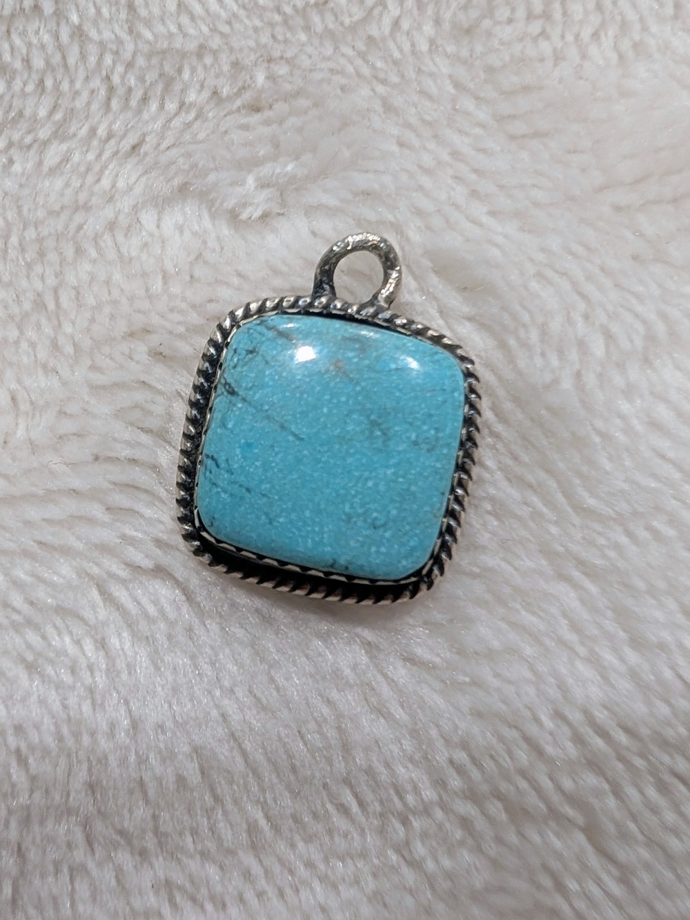 Turquoise Square Pendant Necklace - Bright Blue Stone